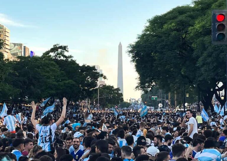 World Cup celebrations overlooking the Obelisco on Avenida 9 de Julio