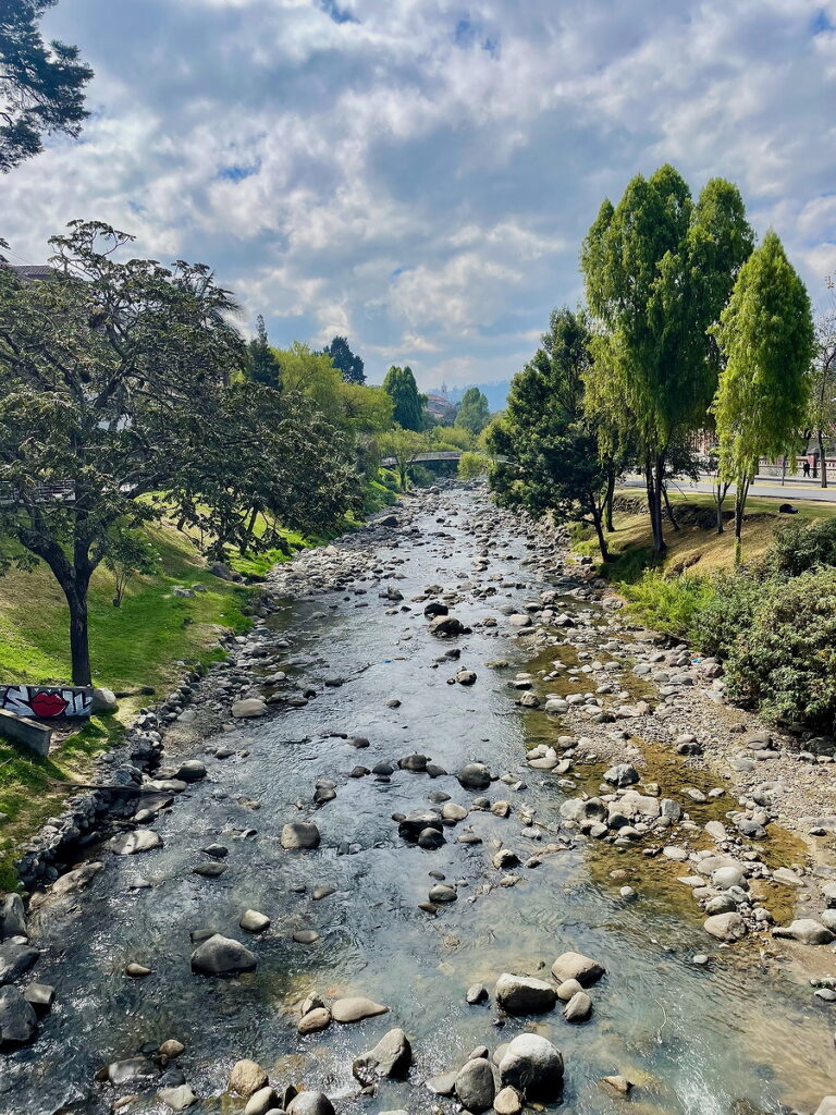 View of the Tomebamba River in Ceunca from a bridge