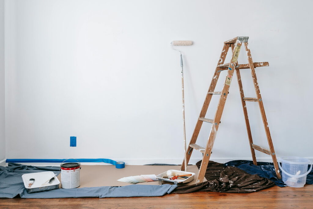 Ladder and paint for short term rental repairs